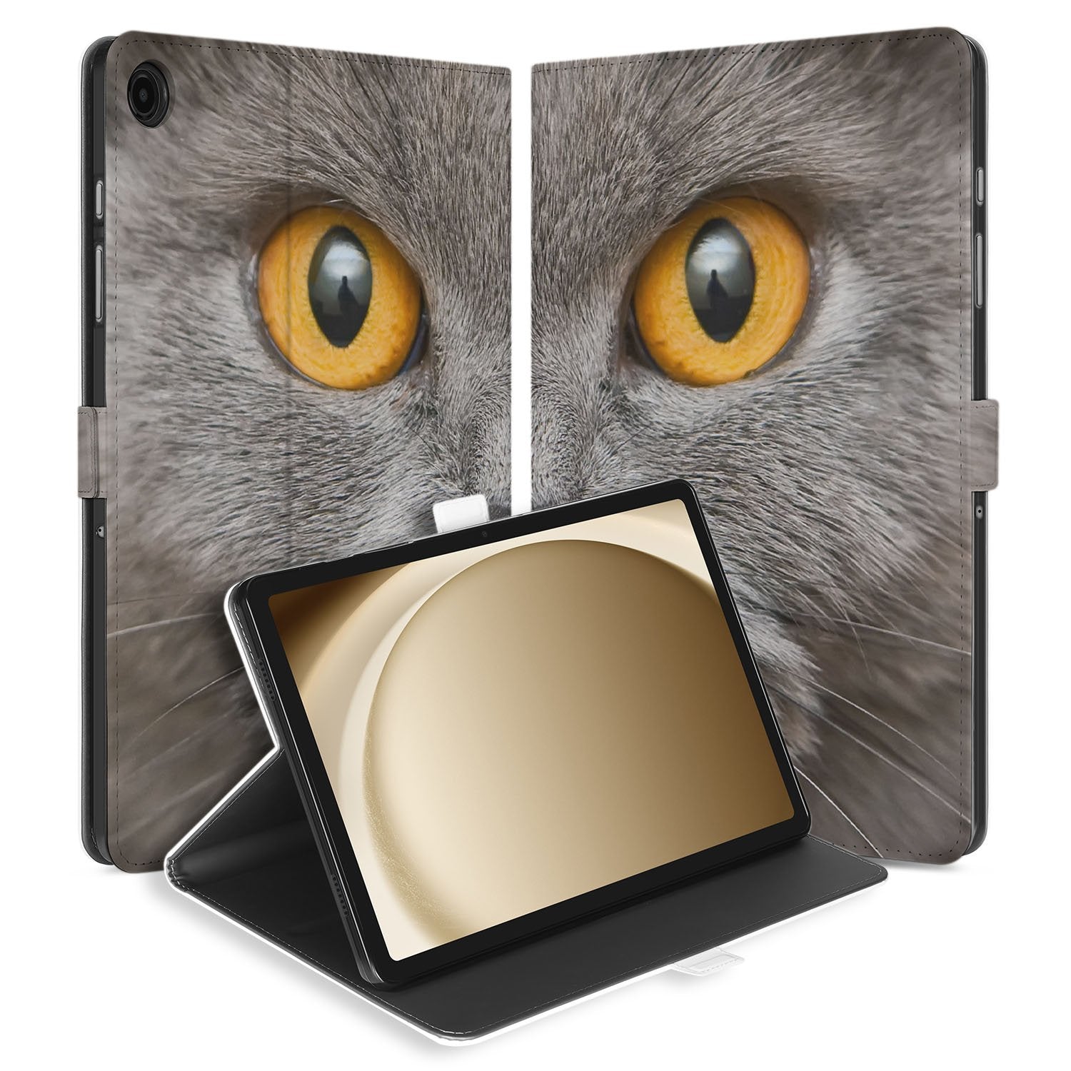 Book Case Hoesje met Standaard Britse Korthaar Samsung Galaxy Tab A11 Plus design kattenogen aanzicht