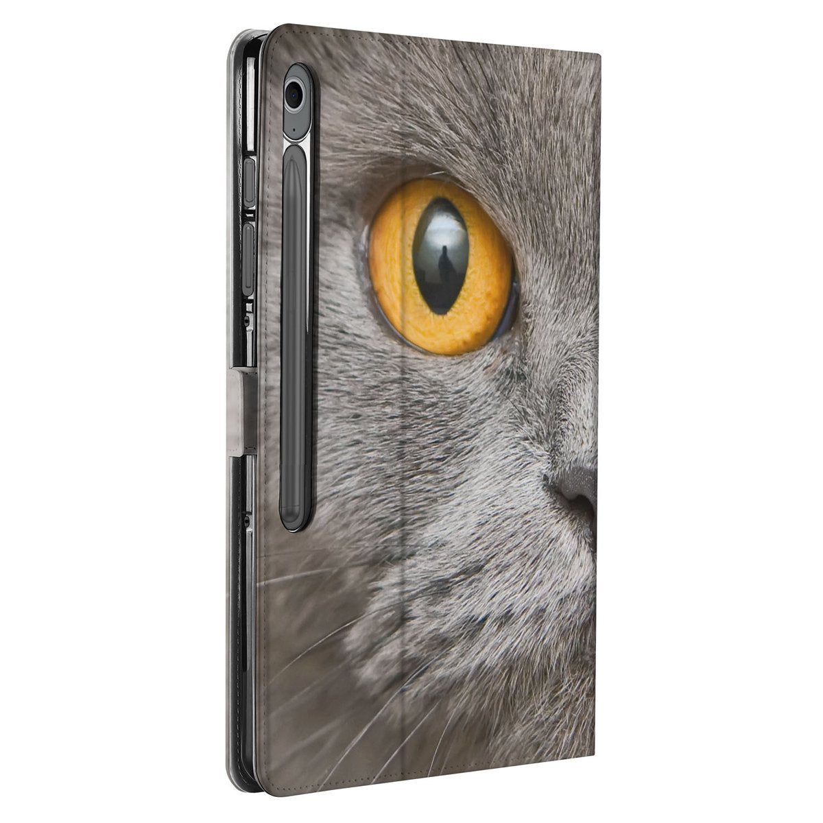 Book Case Hoesje met Standaard Britse Korthaar Samsung Galaxy Tab S10 FE Plus kat oog design