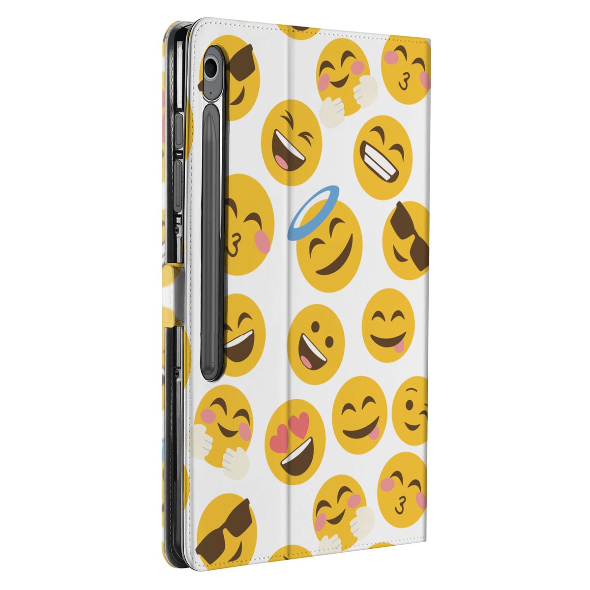 Samsung Galaxy Tab S10 FE Plus Book Case Hoesje met Standaard Emoji zijaanzicht