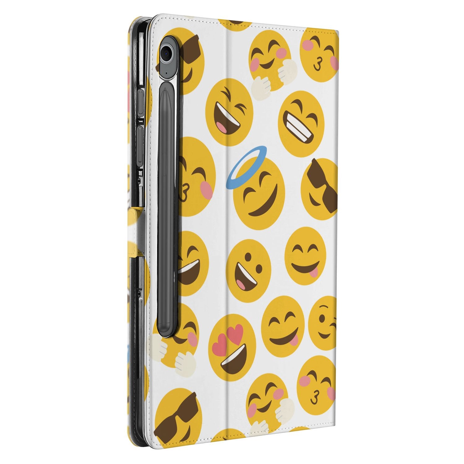 Samsung Galaxy Tab S10 FE | Tab S9 FE Book Case Hoesje met Standaard Emoji design zijaanzicht