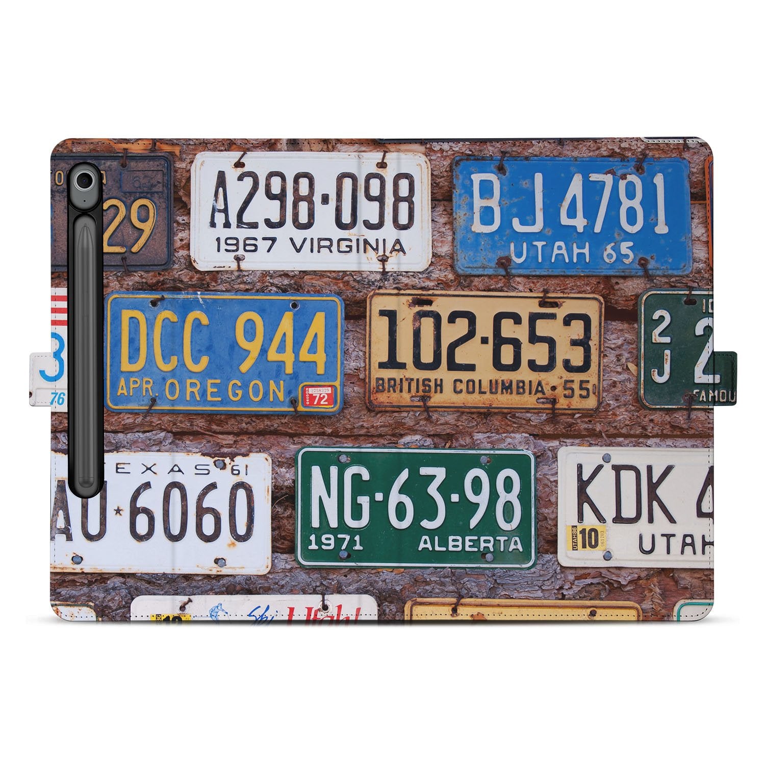 Samsung Galaxy Tab S10 FE | Tab S9 FE Book Case Hoesje met Standaard Kentekenplaten design kentekenplaten aanzicht