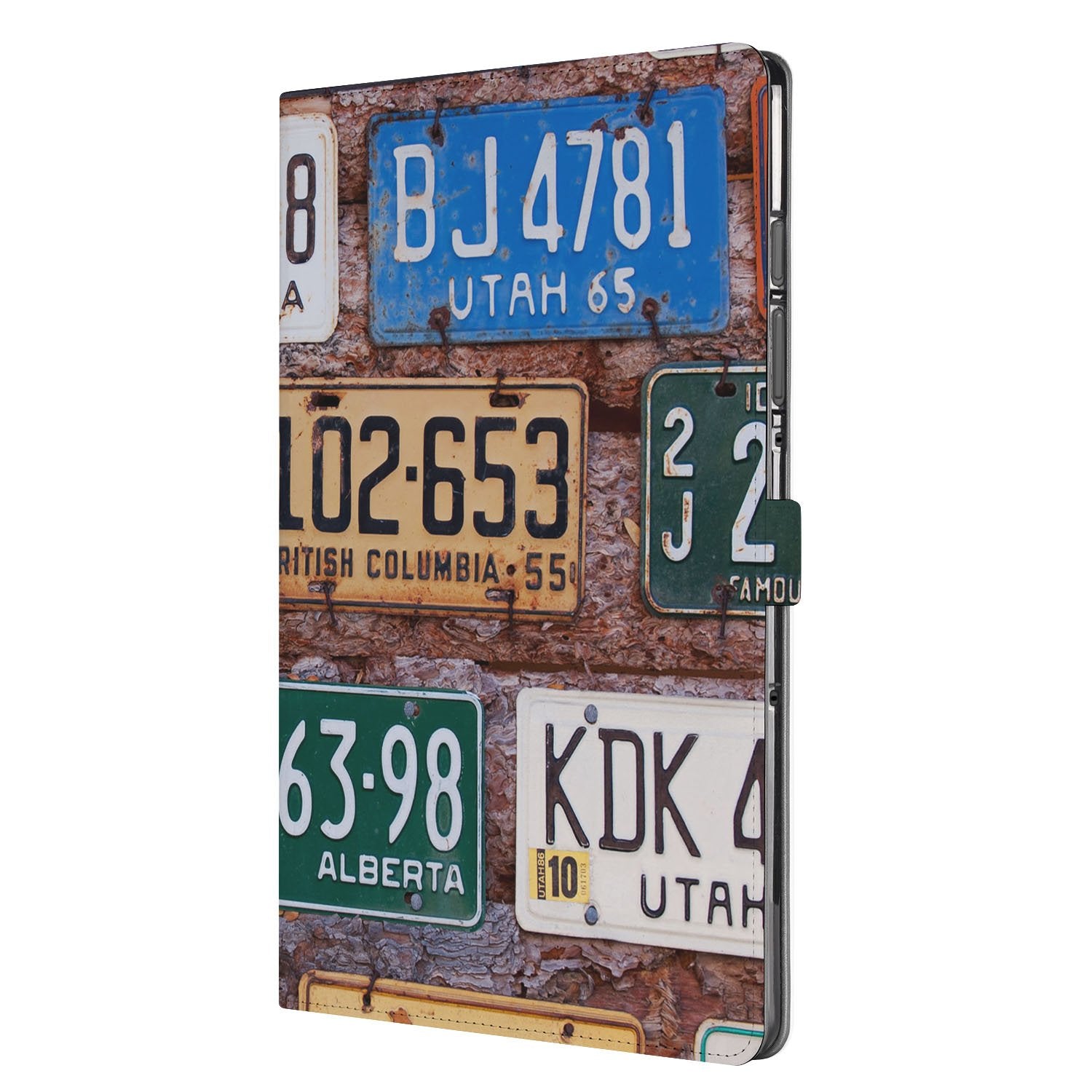 Samsung Galaxy Tab S10 FE | Tab S9 FE Book Case Hoesje met Standaard Kentekenplaten design kentekenplaten aanzicht