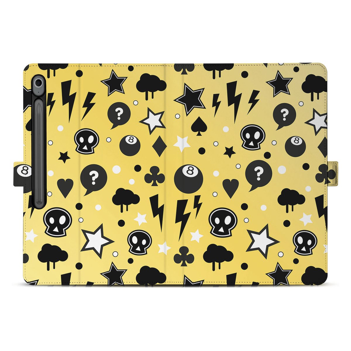 Samsung Galaxy Tab S10 FE Plus Book Case Hoesje met Standaard Punk Yellow voorkant design geel zwart wit
