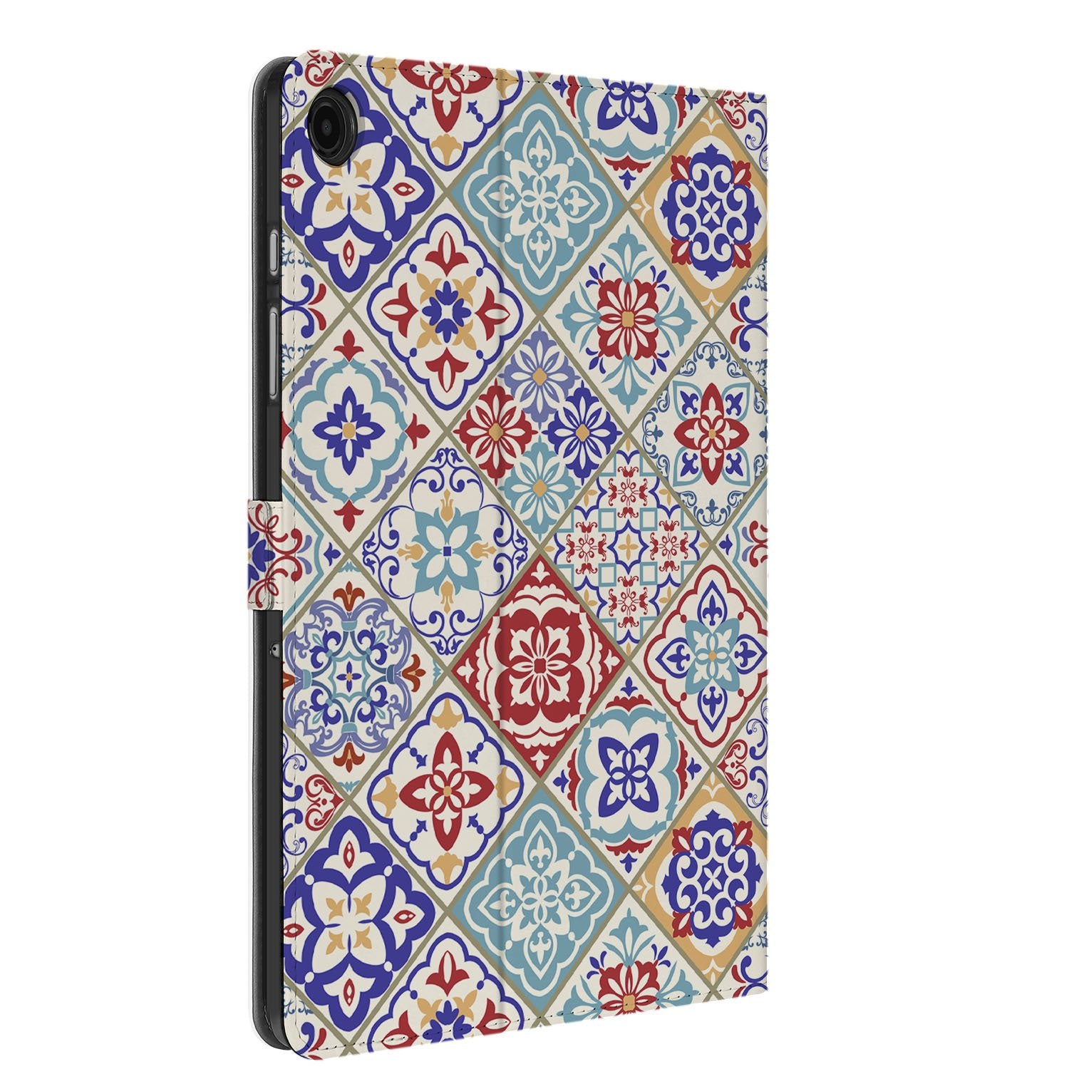Samsung Galaxy Tab A11 Plus Book Case Hoesje met Standaard Tiles Color design kleurrijk aanzicht