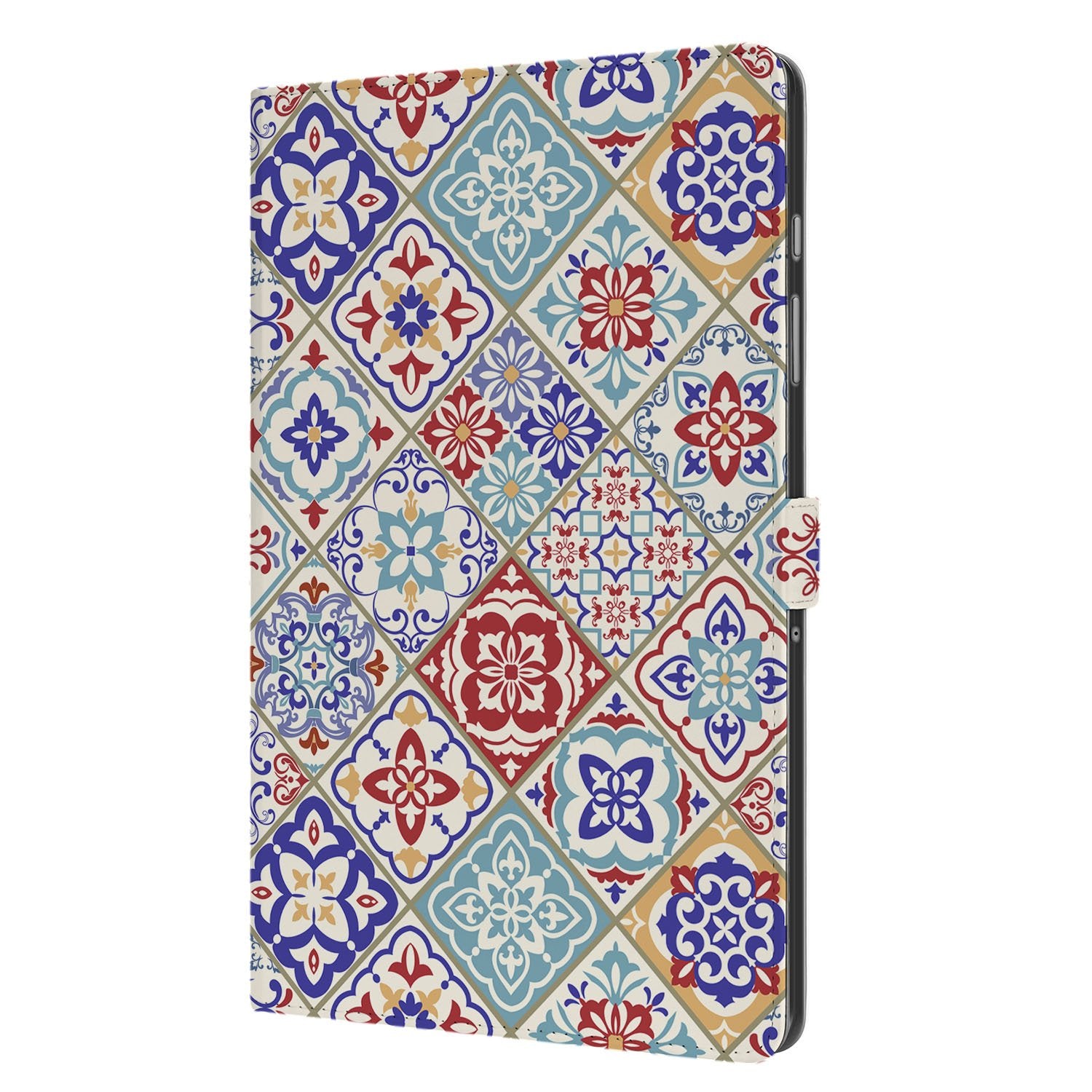 Samsung Galaxy Tab A11 Plus Book Case Hoesje met Standaard Tiles Color kleurrijk design aanzicht