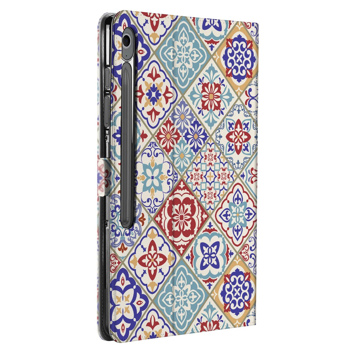 Samsung Galaxy Tab S10 FE Plus Book Case Hoesje met Standaard Tiles Color zijkant