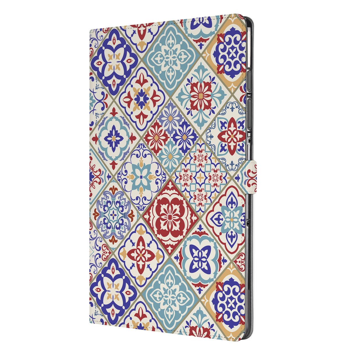 Samsung Galaxy Tab S10 FE Plus Book Case Hoesje met Standaard Tiles Color zijaanzicht