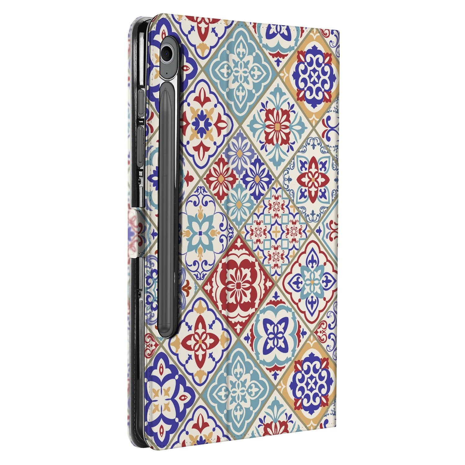 Samsung Galaxy Tab S10 FE | Tab S9 FE Book Case Hoesje met Standaard Tiles Color aanzicht