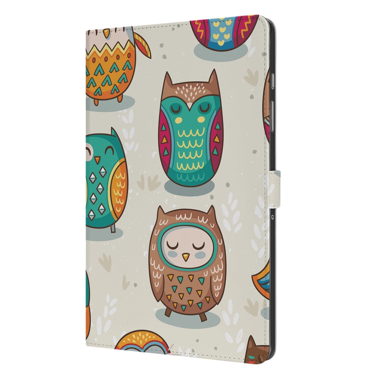 Samsung Galaxy Tab A11 Plus Book Case Hoesje met Standaard Vrolijke Uilen voorkant