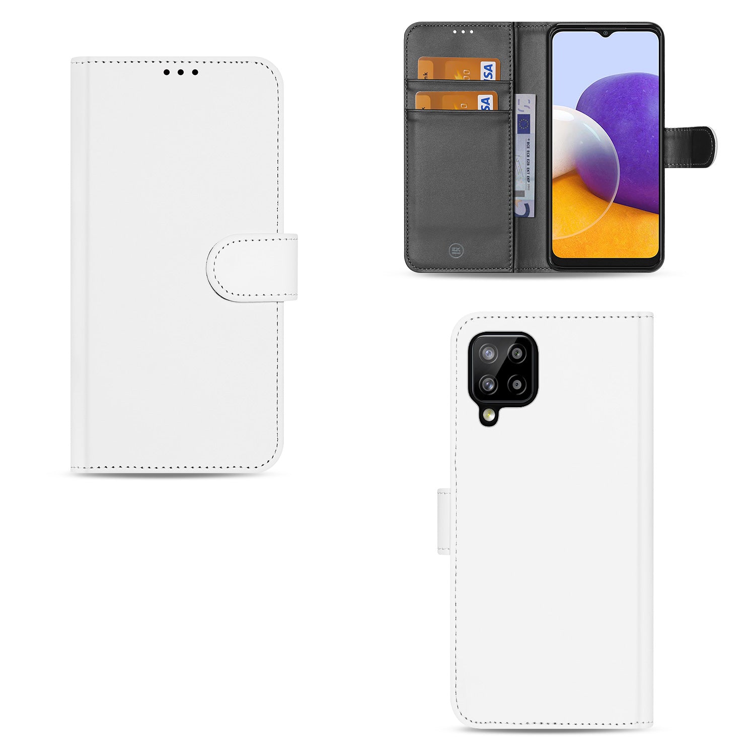 Book Case Samsung Galaxy A22 4G Hoesje Wit met Pasjeshouder