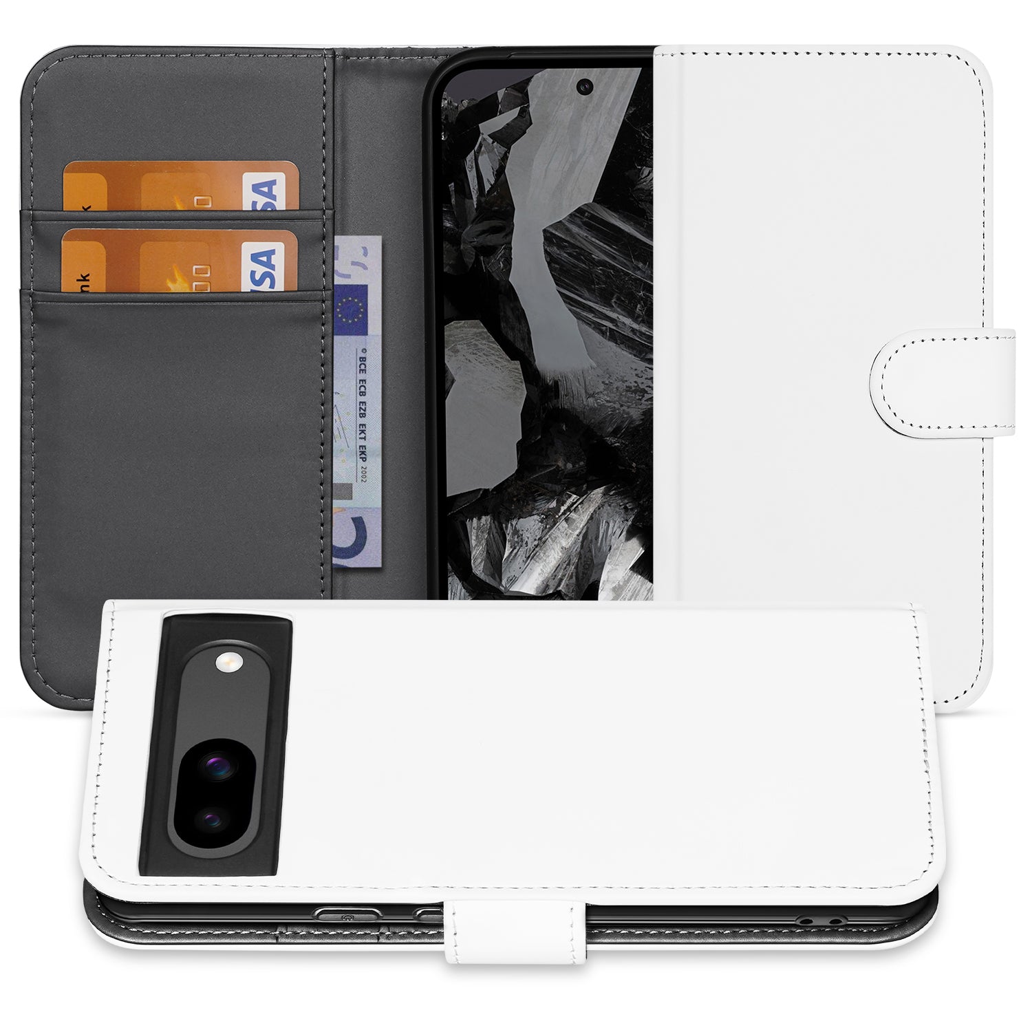 B2C Telecom Google Pixel 8A Book Case Telefoonhoesje Wit met Pasjeshouder vooraanzicht