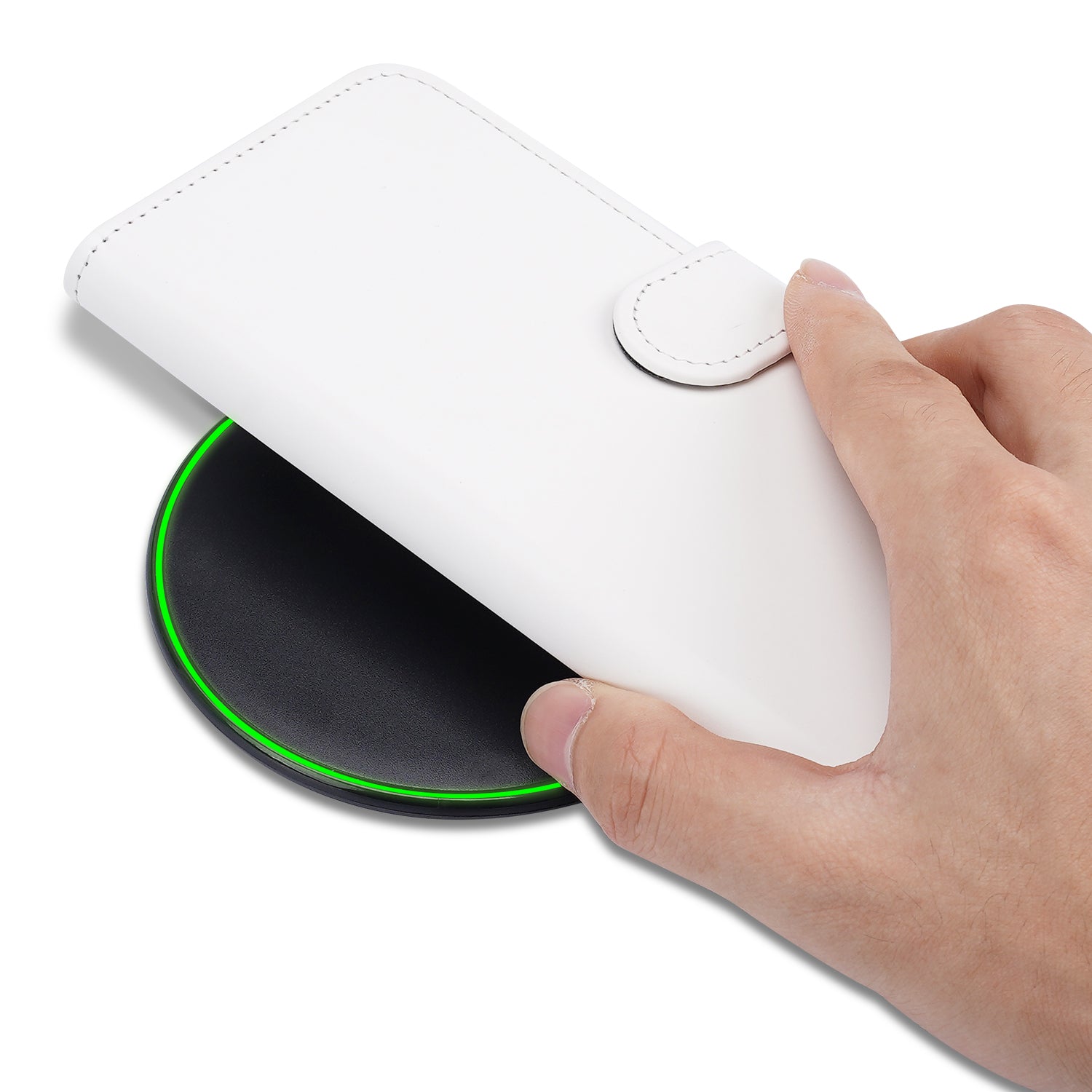 Book Case Telefoonhoesje Google Pixel 9 | 9 Pro Wit met Pasjeshouder hand telefoon opladen