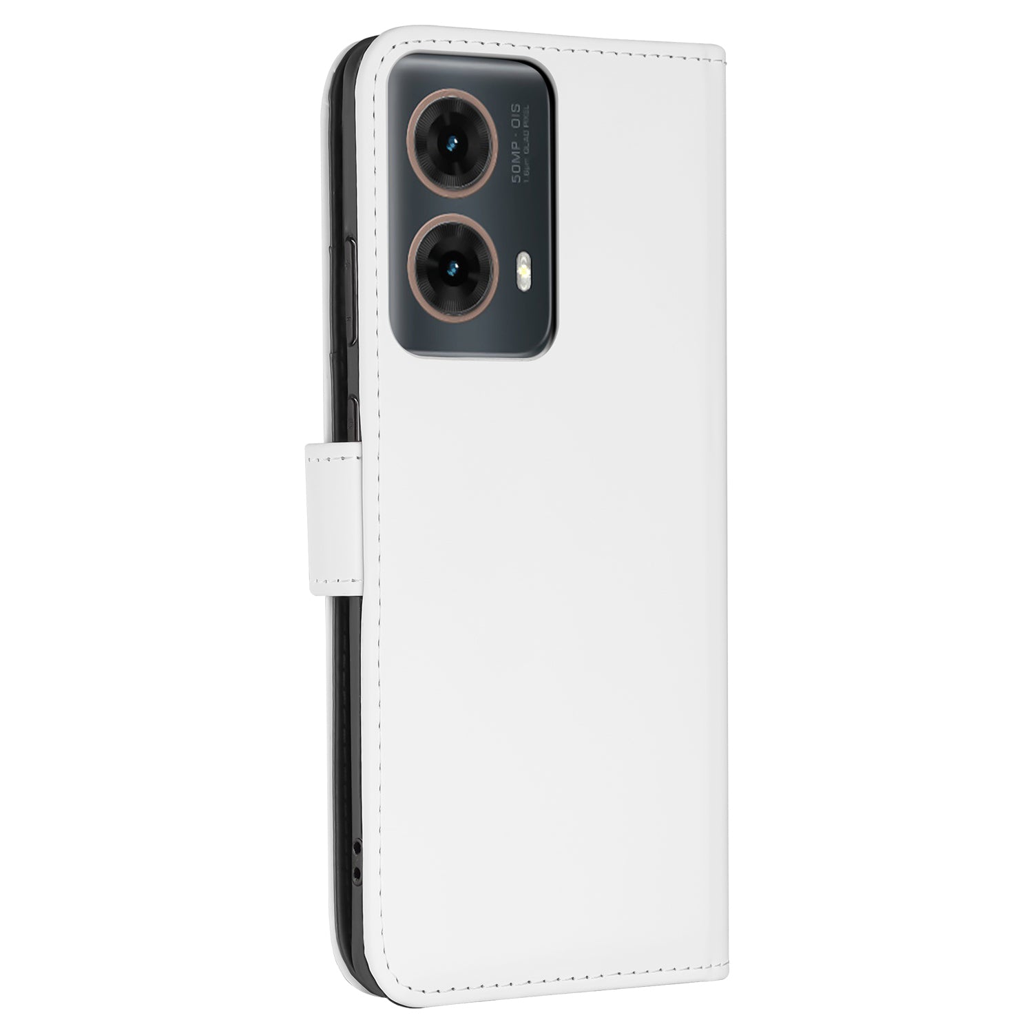 Book Case Telefoonhoesje Motorola Moto G85 Wit met Pasjeshouder design zijkant