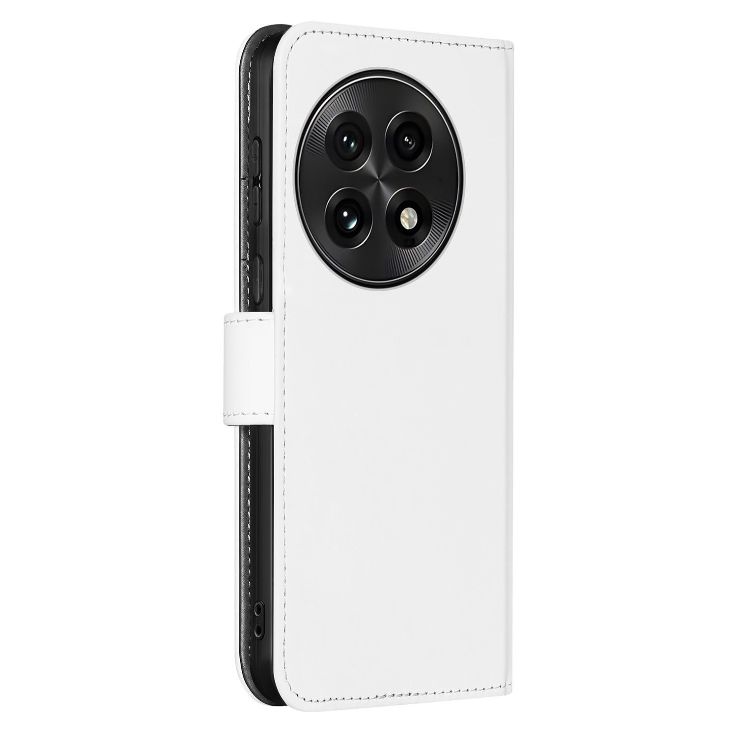 OnePlus 13 Book Case Telefoonhoesje Wit met Pasjeshouder zijaanzicht