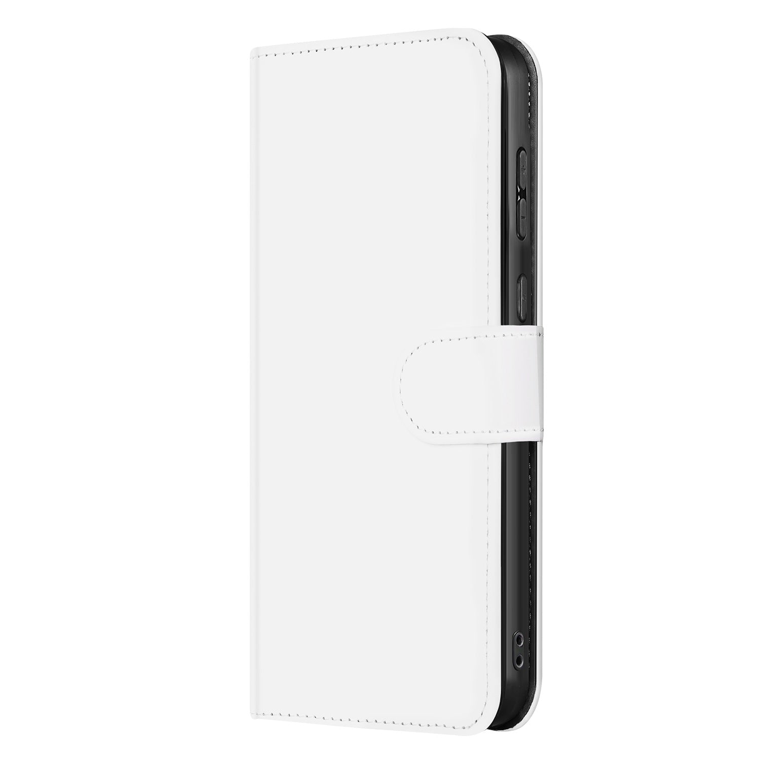 OnePlus 13 Book Case Telefoonhoesje Wit met Pasjeshouder designnaam zijkant