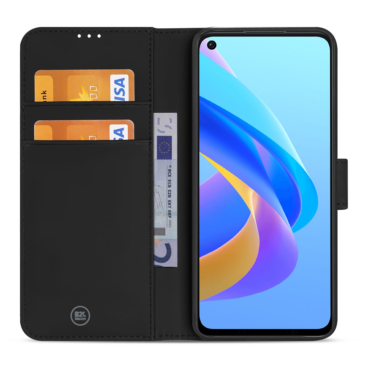 Book Case Telefoonhoesje voor de OPPO A96 | A76 Zwart met Pasjeshouder