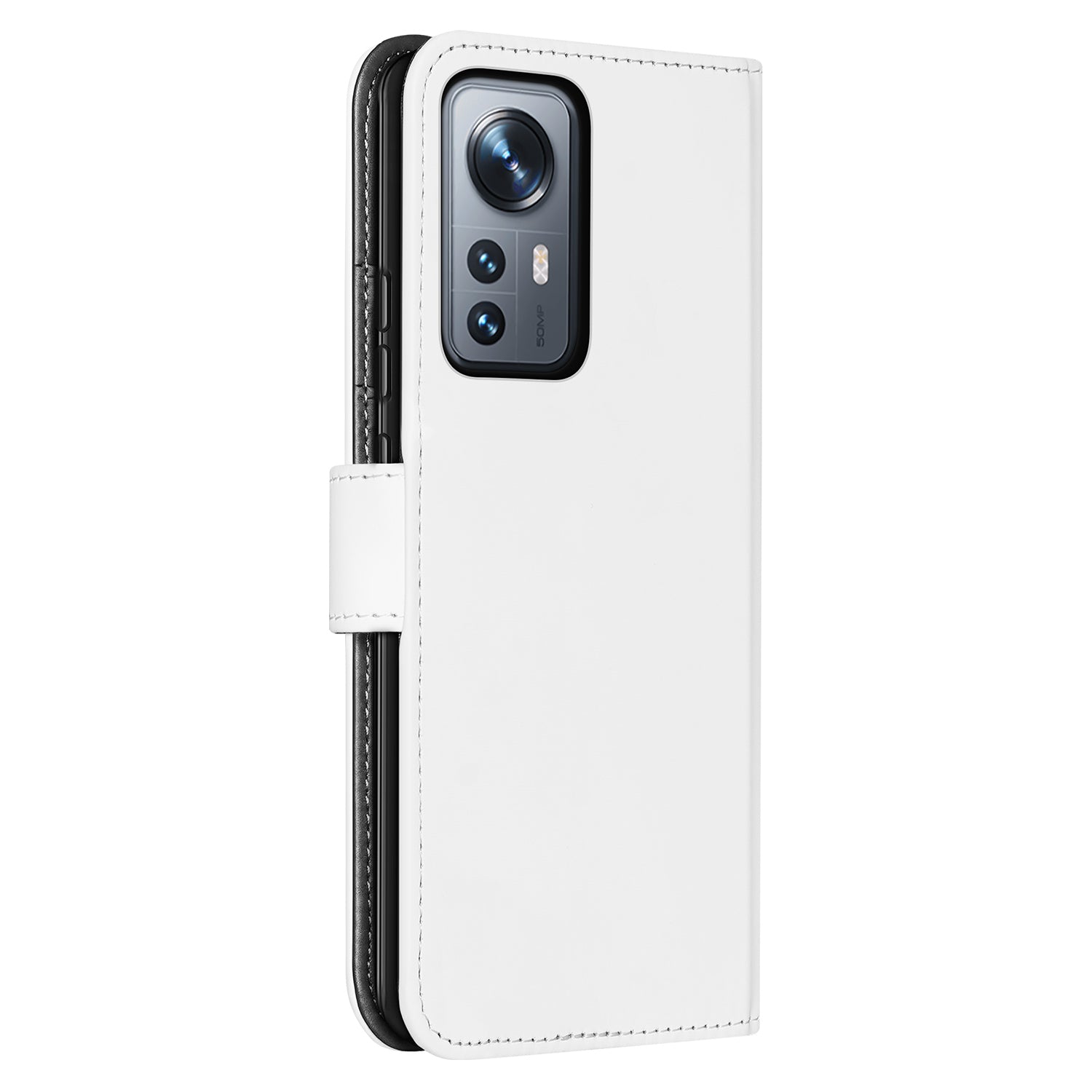 Book Case Telefoonhoesje voor de Xiaomi 12 Pro Wit met Pasjeshouder