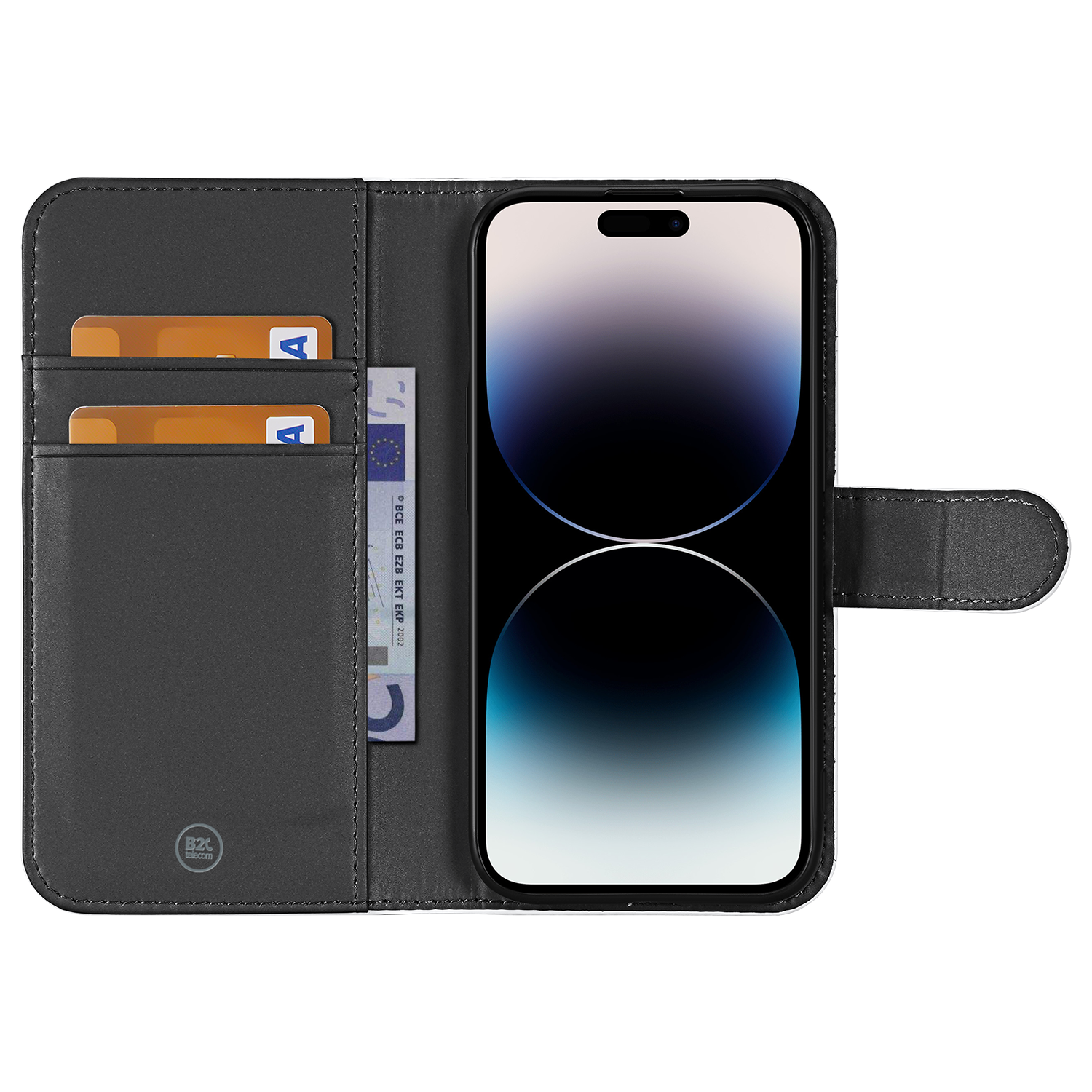 Book Case Telefoonhoesje voor de iPhone 15 Pro Wit met Pasjeshouder