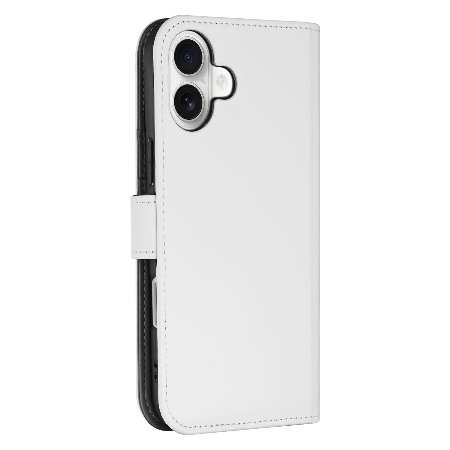 B2C Telecom iPhone 16 Plus Book Case Telefoonhoesje voor de iPhone 16 Plus Wit met Pasjeshouder zij aanzicht