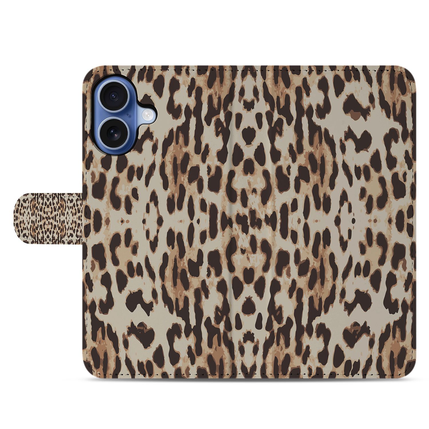 Book Case iPhone 17 Leopard Pasjeshouder Magnetisch design leopard achteraanzicht