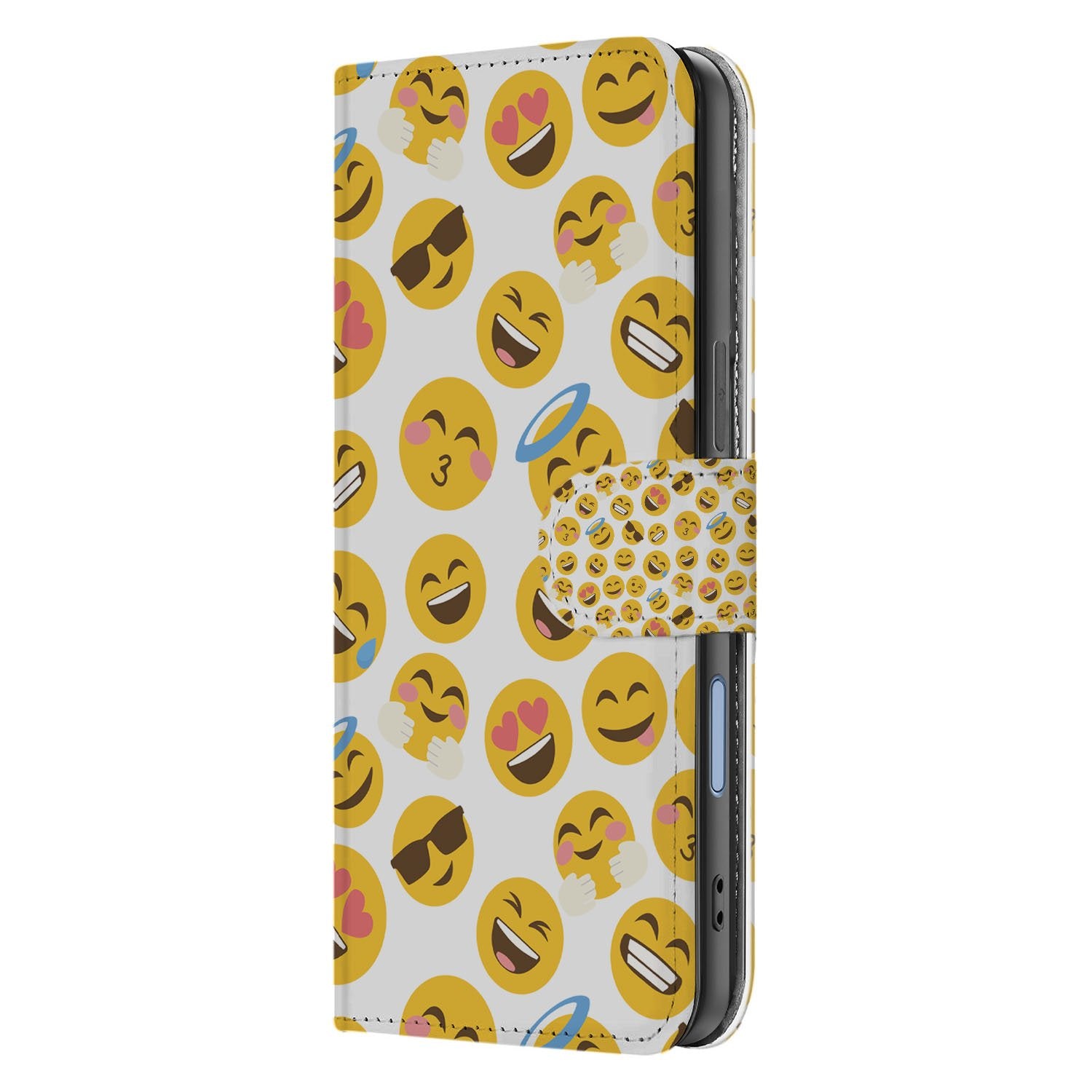 Book Case iPhone 17 Meerkleurig Emoji Volledige Bescherming emoji ontwerp zijaanzicht