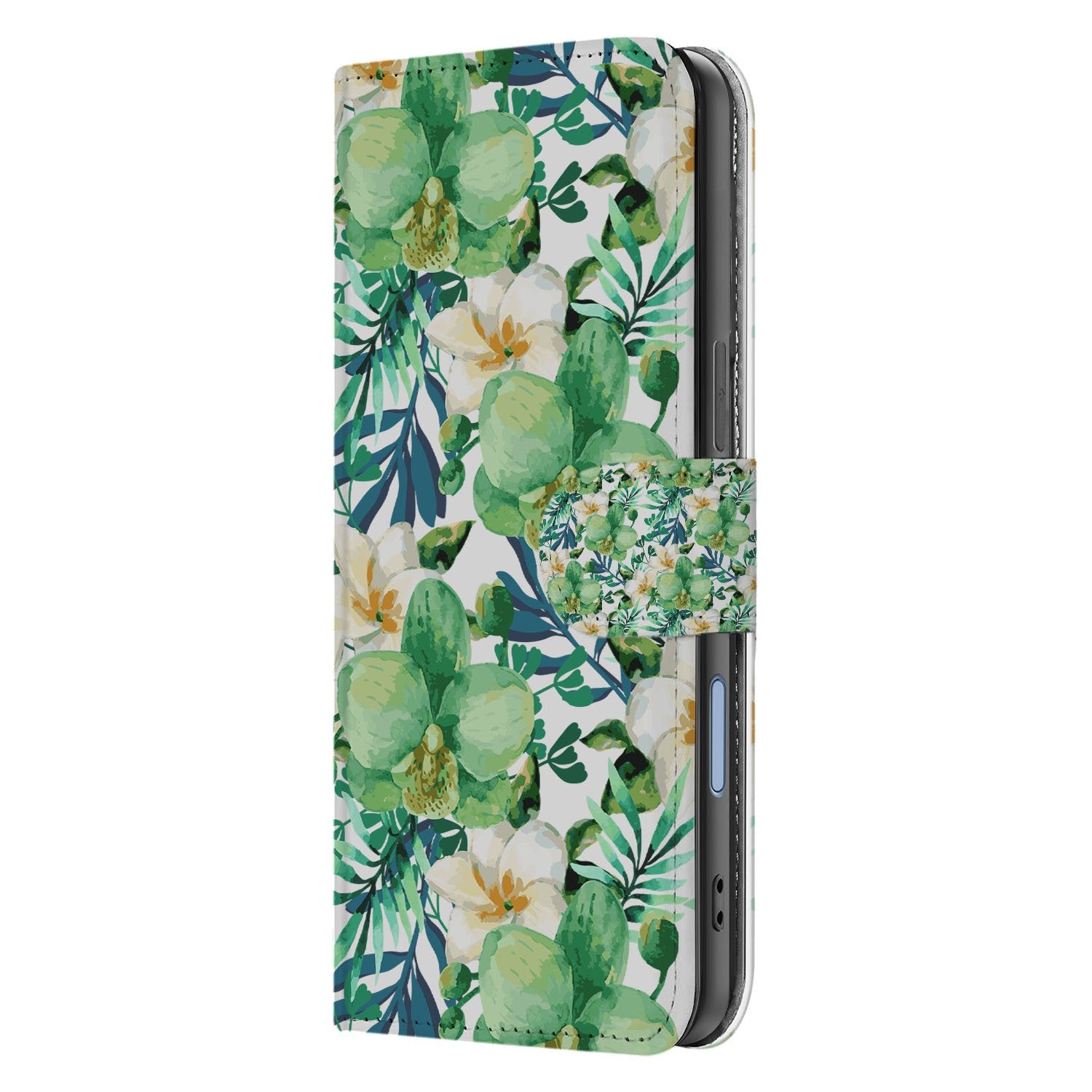 Book Case iPhone 17 Orchidee Groen Met Pasjeshouder design orchidee groen aanzicht