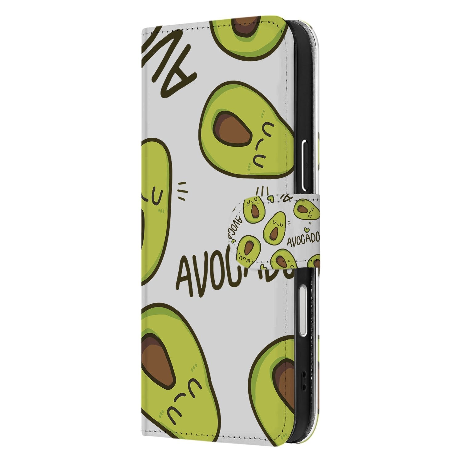 Book Case iPhone 17 Pro Max Avocado Singing Groen Met 3 Pasjes design avocado aanzicht