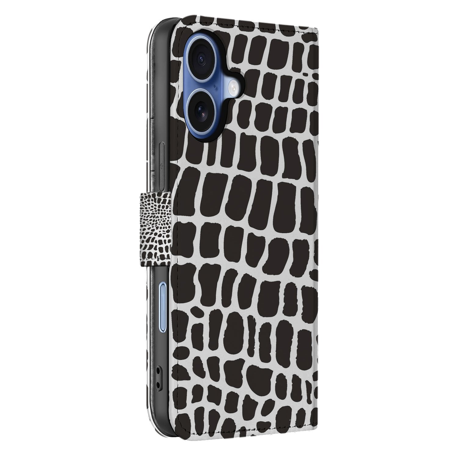 Book Case iPhone 17 Slangenprint Met Pasjes slangenprint design zijaanzicht