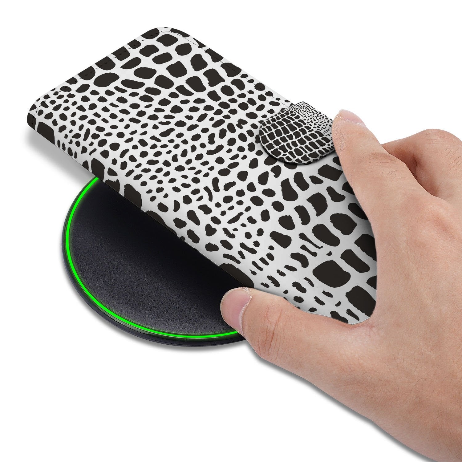 Book Case iPhone 17 Slangenprint Met Pasjes slangenprint design hand