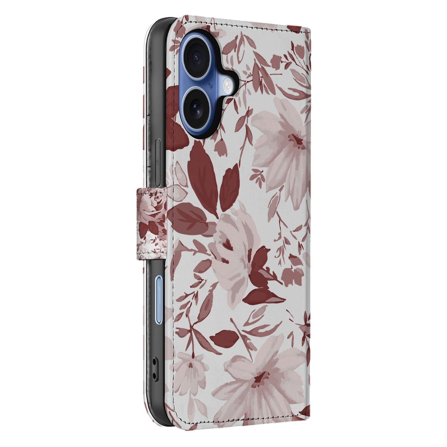 Book Case iPhone 17 Watercolor Flowers Met Pasjes ontwerp bloemen aanzicht