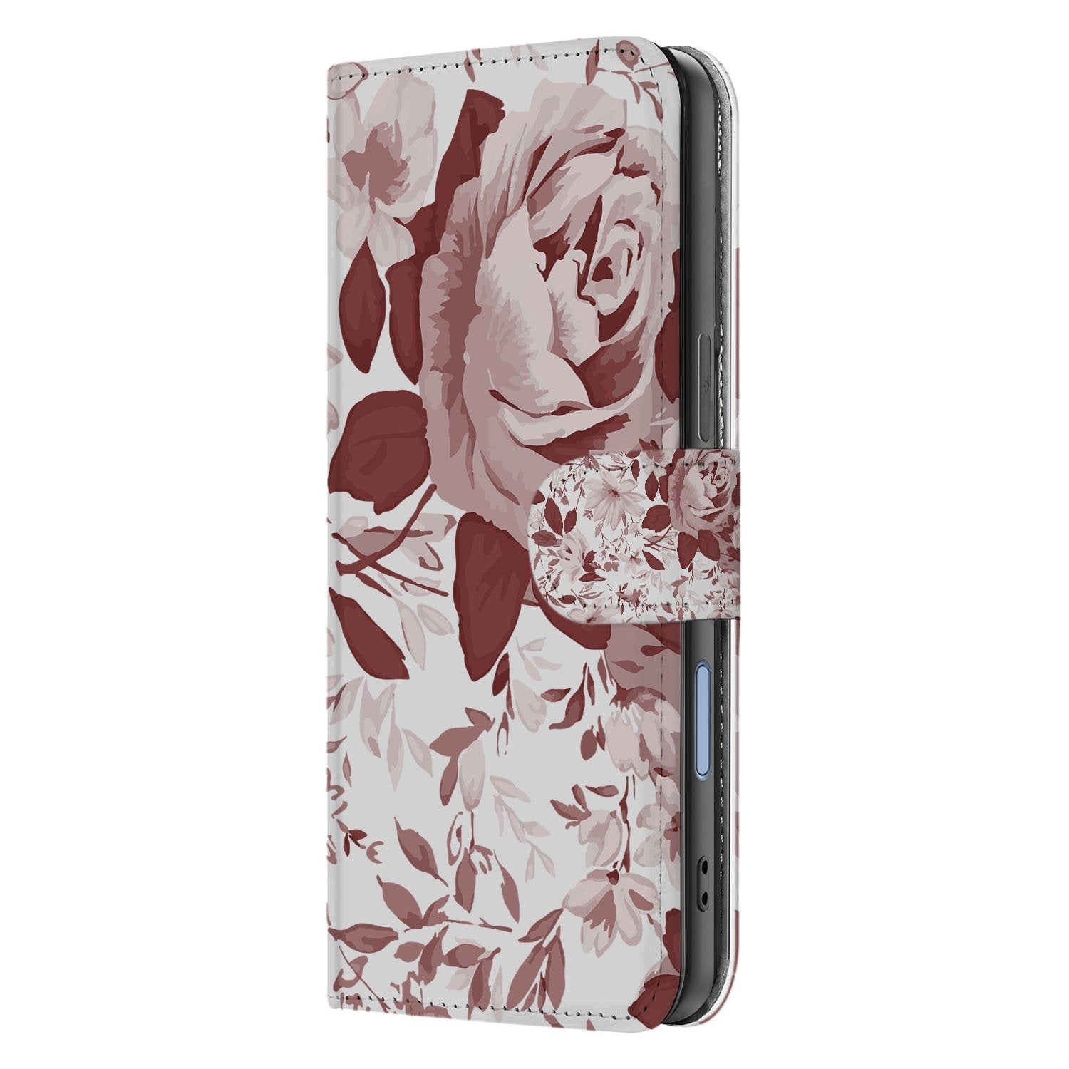 Book Case iPhone 17 Watercolor Flowers Met Pasjes boekhoesje watercolor bloemen zijaanzicht