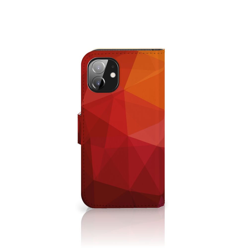 Apple iPhone 12 Mini Book Case voor Apple iPhone 12 Mini Polygon Red design polygon red aanzicht
