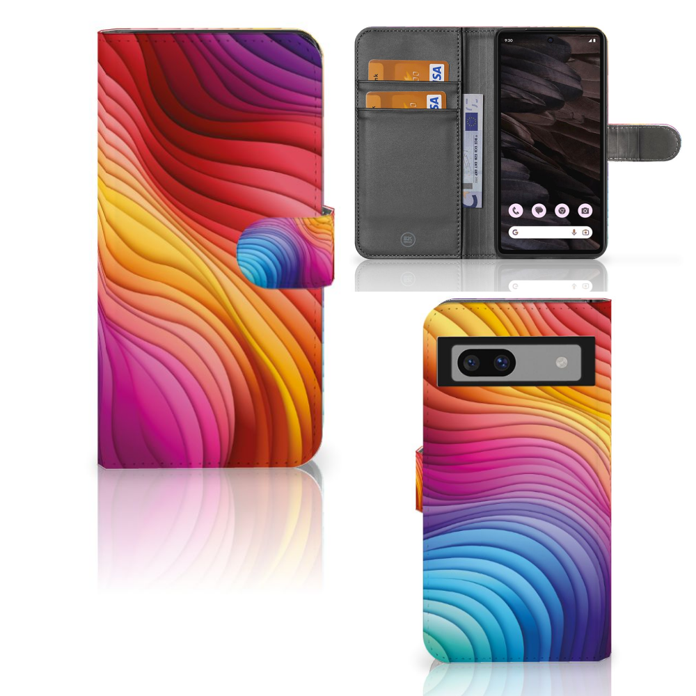 Book Case voor Google Pixel 7A Regenboog met kleurrijk ontwerp, bescherming en gebruiksgemak. 🌈