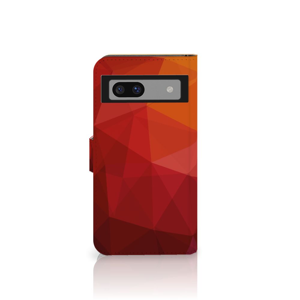 Google Pixel 8A Book Case voor Google Pixel 8A Polygon Red abstract design voorkant