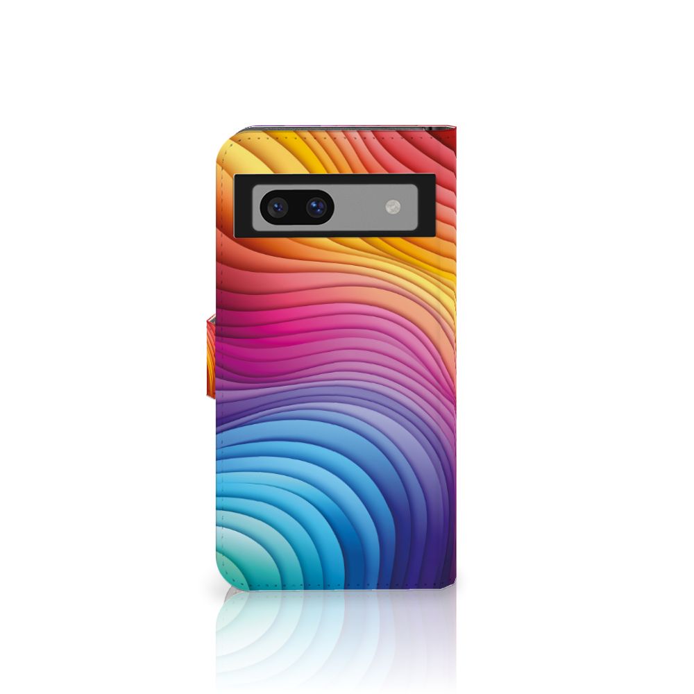 Google Pixel 8A Book Case Regenboog design kleurrijk aanzicht