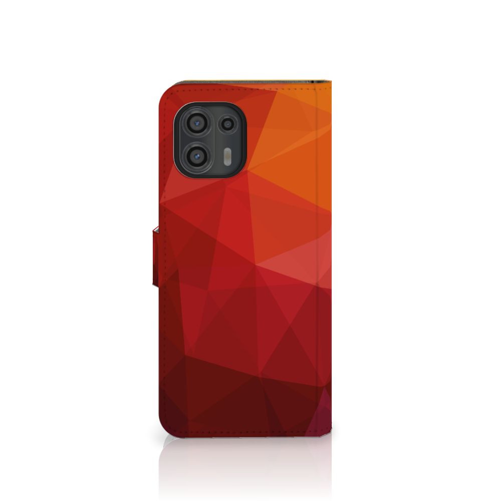 Book Case voor Motorola Edge 20 Lite Polygon Red met abstracte vormen en opvallende kleuren voor gebruiksgemak en bescherming.