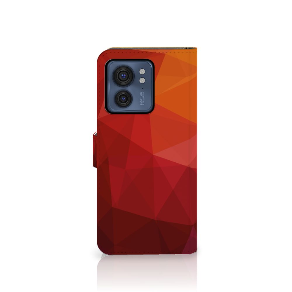 Book Case voor Motorola Edge 40 Polygon Red met abstracte vormen en kleurrijk design, perfect als cadeau 🎁.