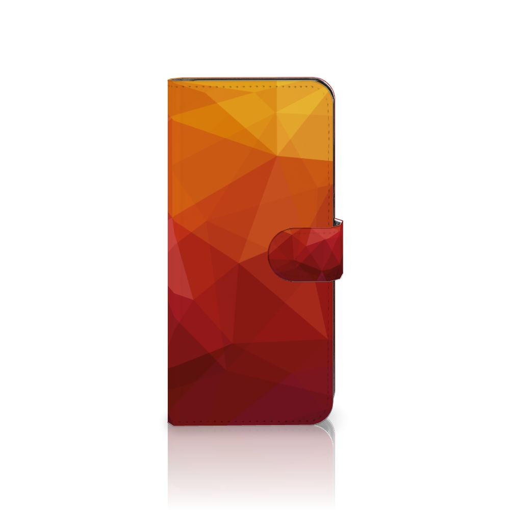 Book Case voor Motorola Edge 40 Polygon Red met abstracte geometrische vormen en duurzame sluiting voor optimale bescherming.