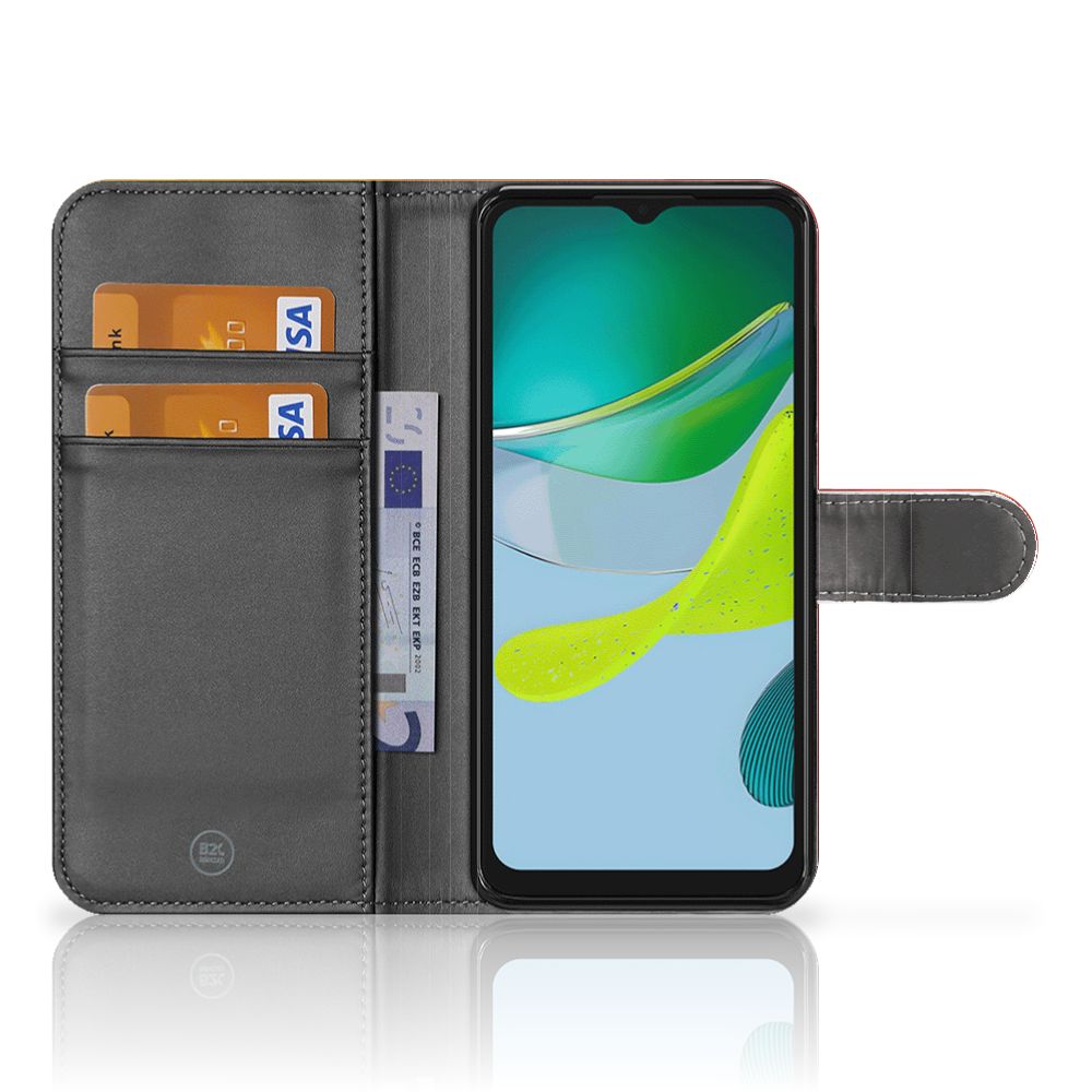 Motorola Moto E13 4G Book Case voor Motorola Moto E13 4G Polygon Red open binnenzijde