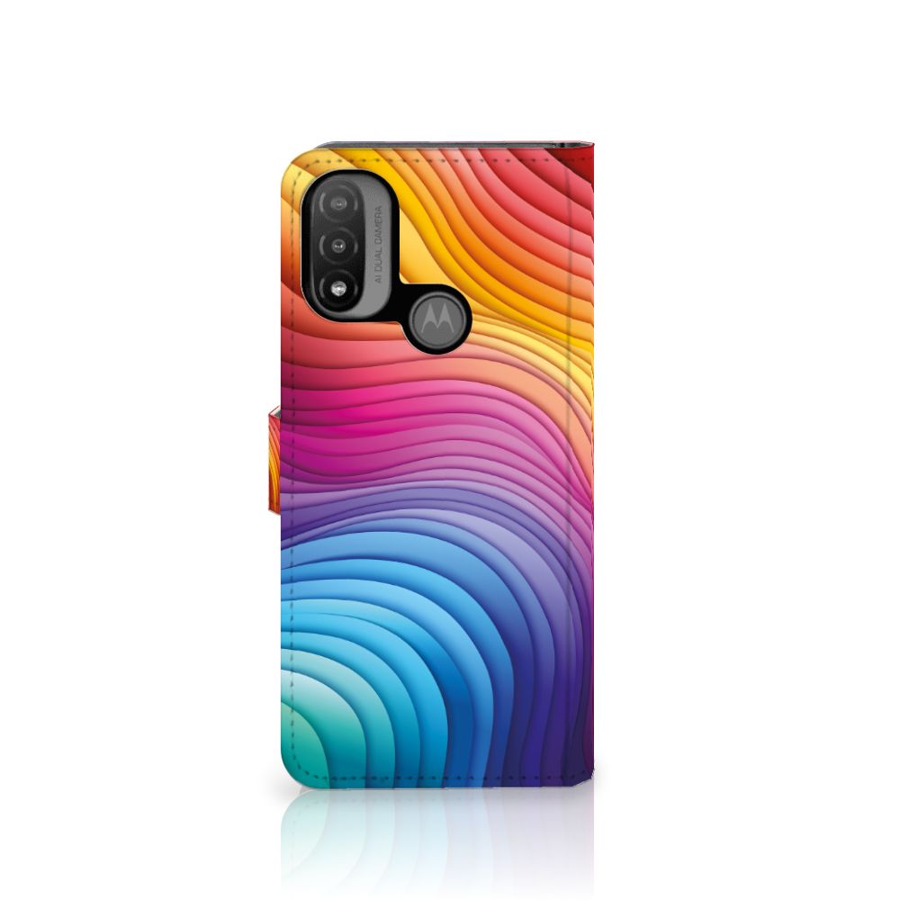 Motorola Moto E20 E30 E40 Book Case Regenboog zijaanzicht