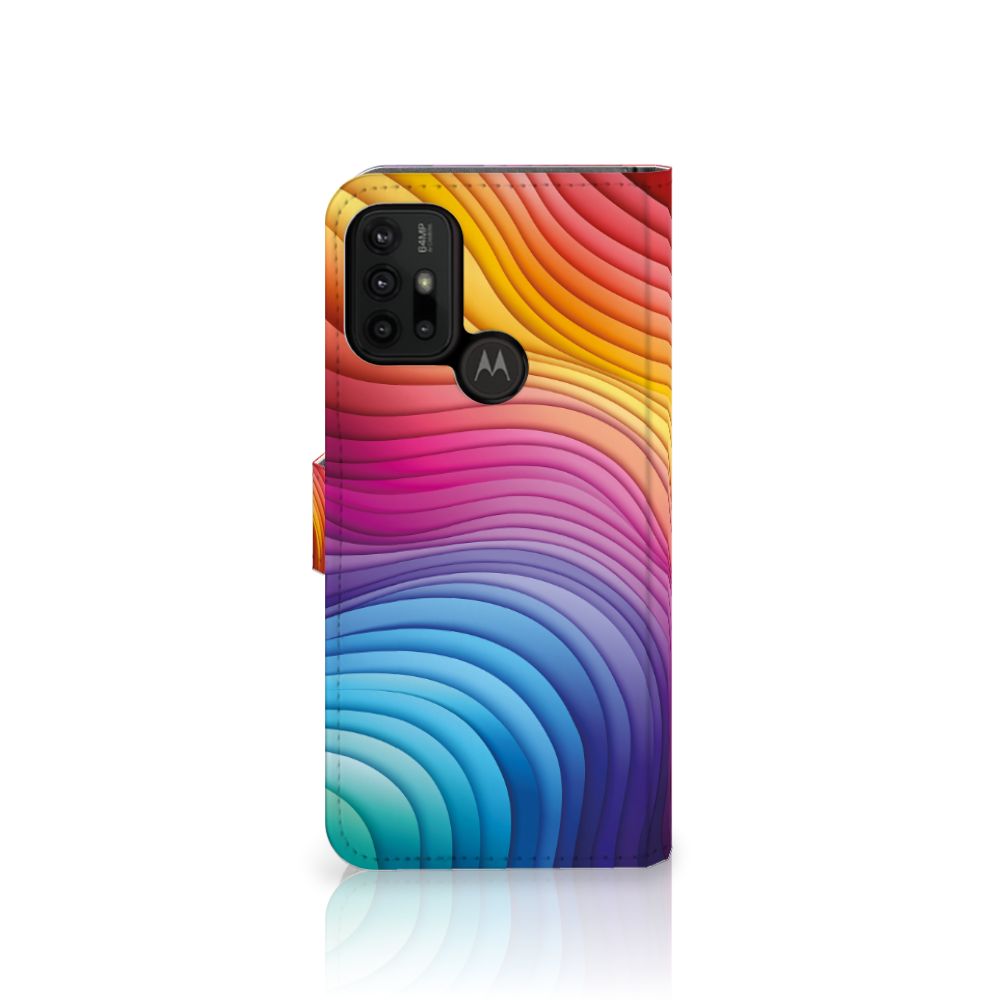 Motorola Moto G10 G20 G30 Book Case Regenboog kleur ontwerp aanzicht