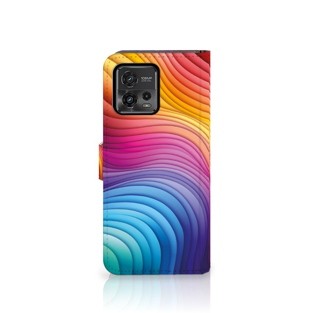 Motorola Moto G72 Book Case Regenboog zijaanzicht