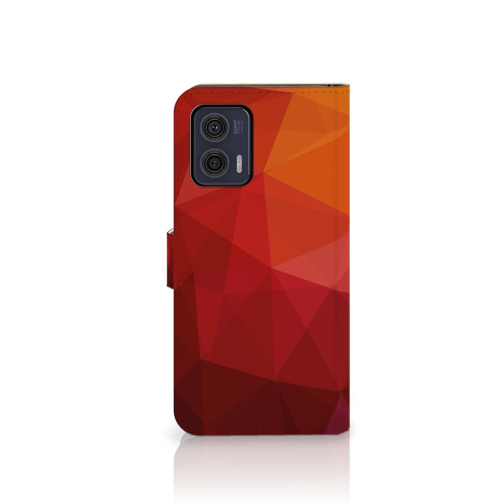 Motorola Moto G73 Book Case Polygon Red zijaanzicht abstracte vormen