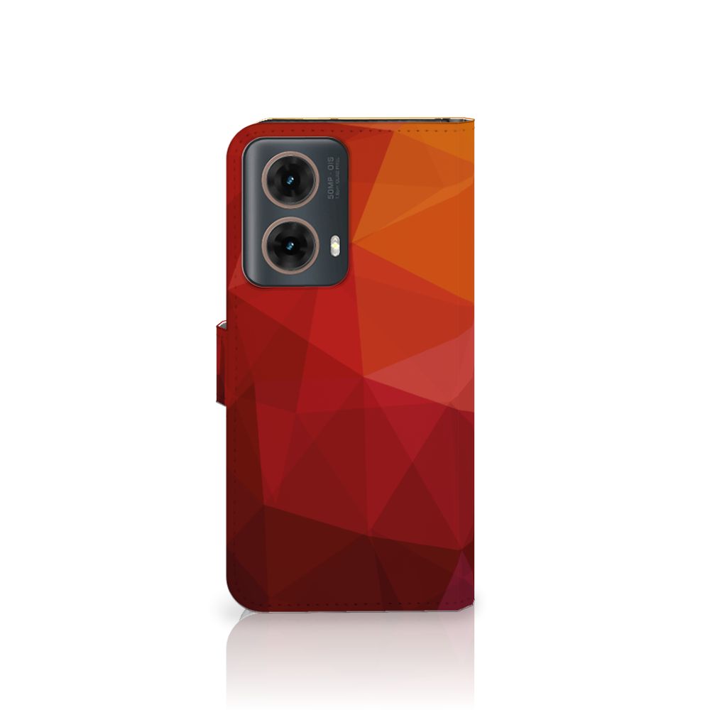 Motorola Moto G85 Book Case Polygon Red voorkant abstract design