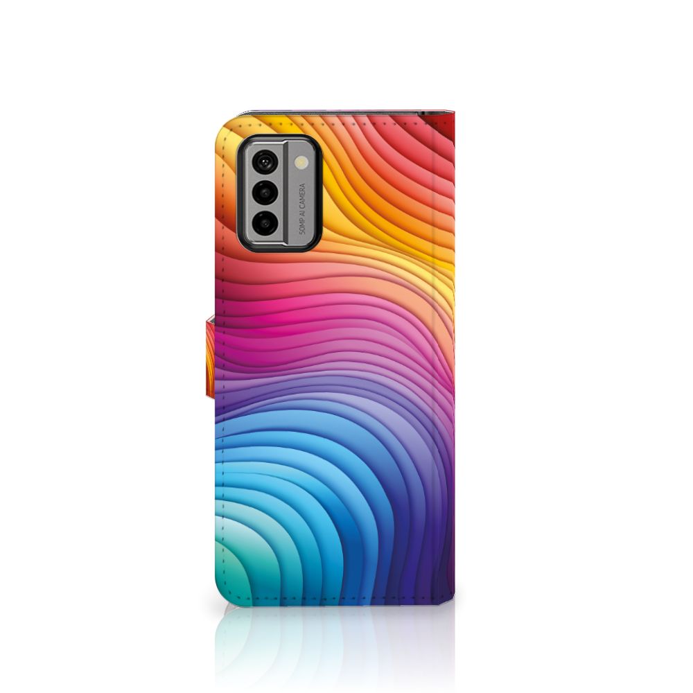 Nokia G22 Book Case Regenboog kleurrijk design voorzijde