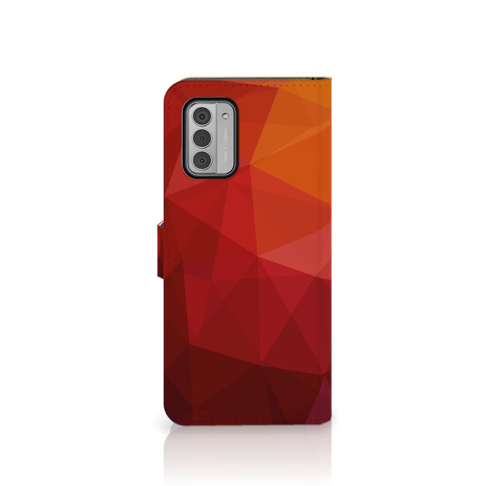 Nokia G42 Book Case voor Nokia G42 Polygon Red front design abstract kleuren