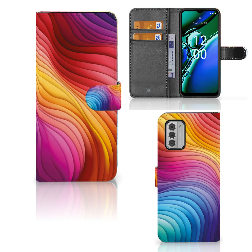 Nokia G42 Book Case Regenboog design aanzicht