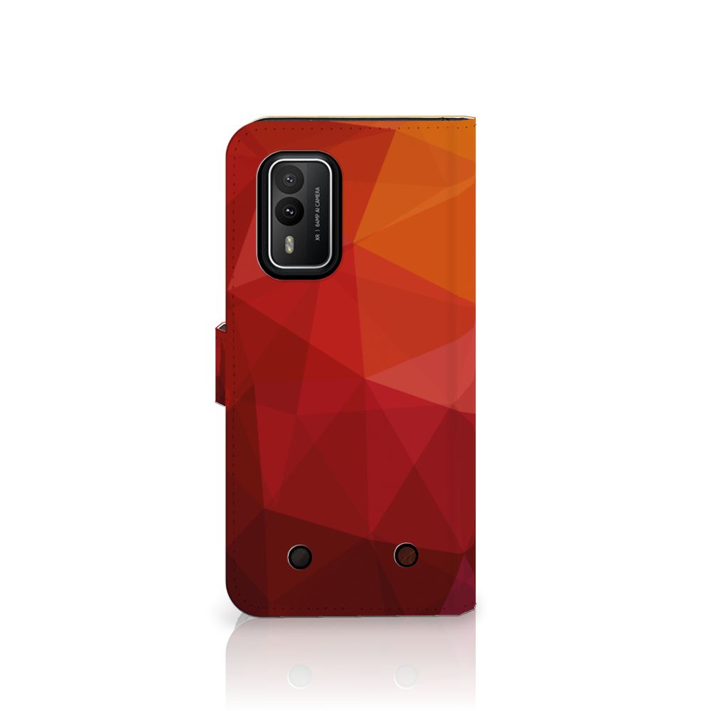 Nokia XR21 Book Case voor Nokia XR21 Polygon Red design front