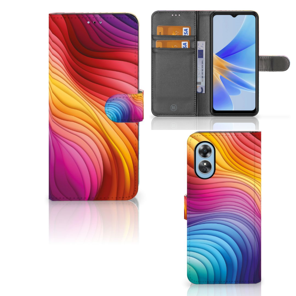 OPPO A17 Book Case Regenboog design aanzicht