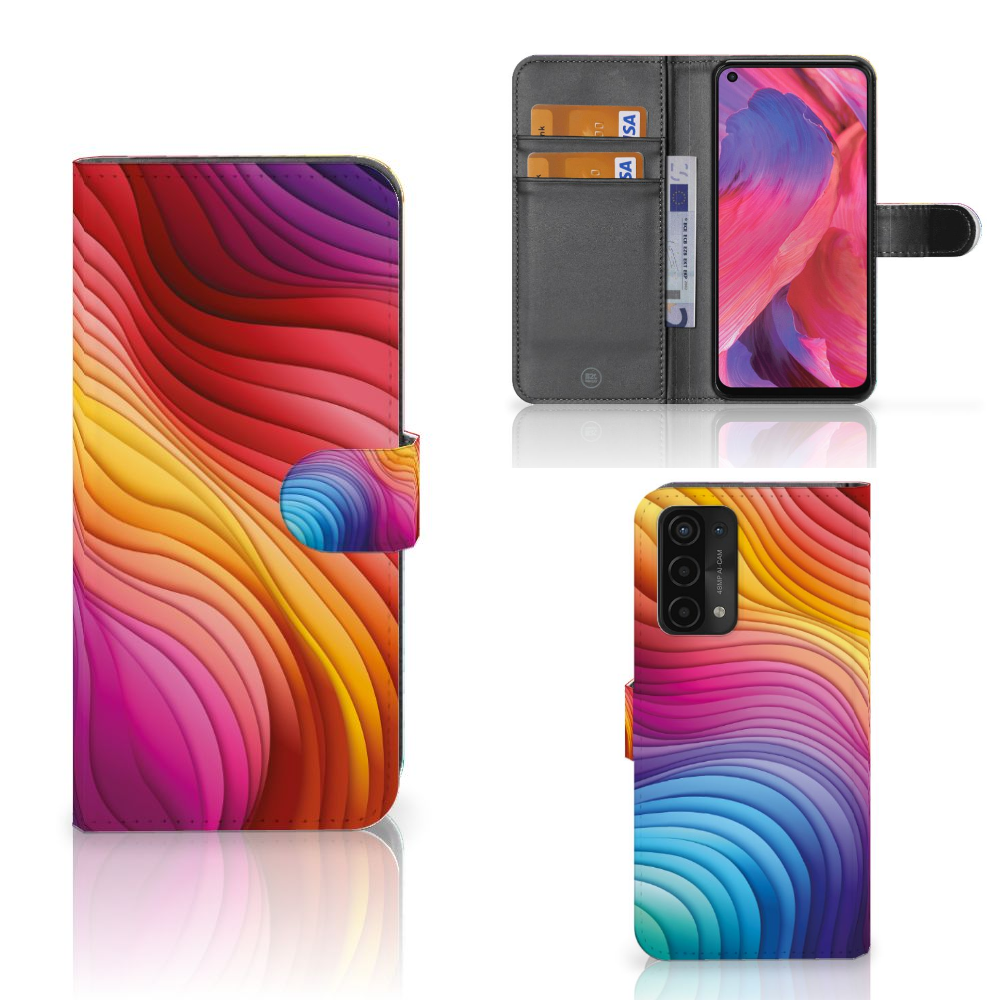 Book Case voor OPPO A54 5G | A74 5G | A93 5G Regenboog met kleurrijk design voor stijl en bescherming 🌈